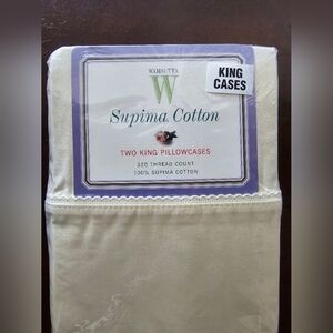 NEW Wamsutta King Pillowcases 320 Thread Supima Cotton Ivory Set of 2 - 20 X 40